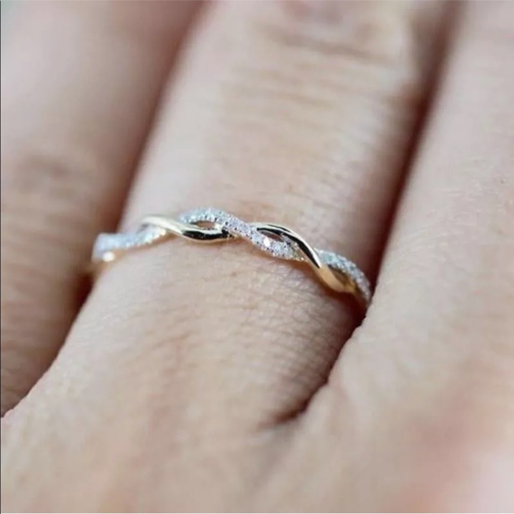 14K Gold Plated Twisted Ring stacking | Band - Picture 4 of 8